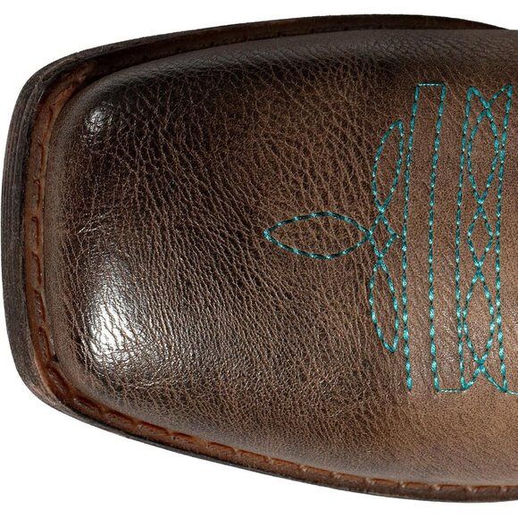 ⚡Women's Dark Brown Square Toe Floral Cowgirl Boots Fashion Western Pull On - Picture 4 of 8